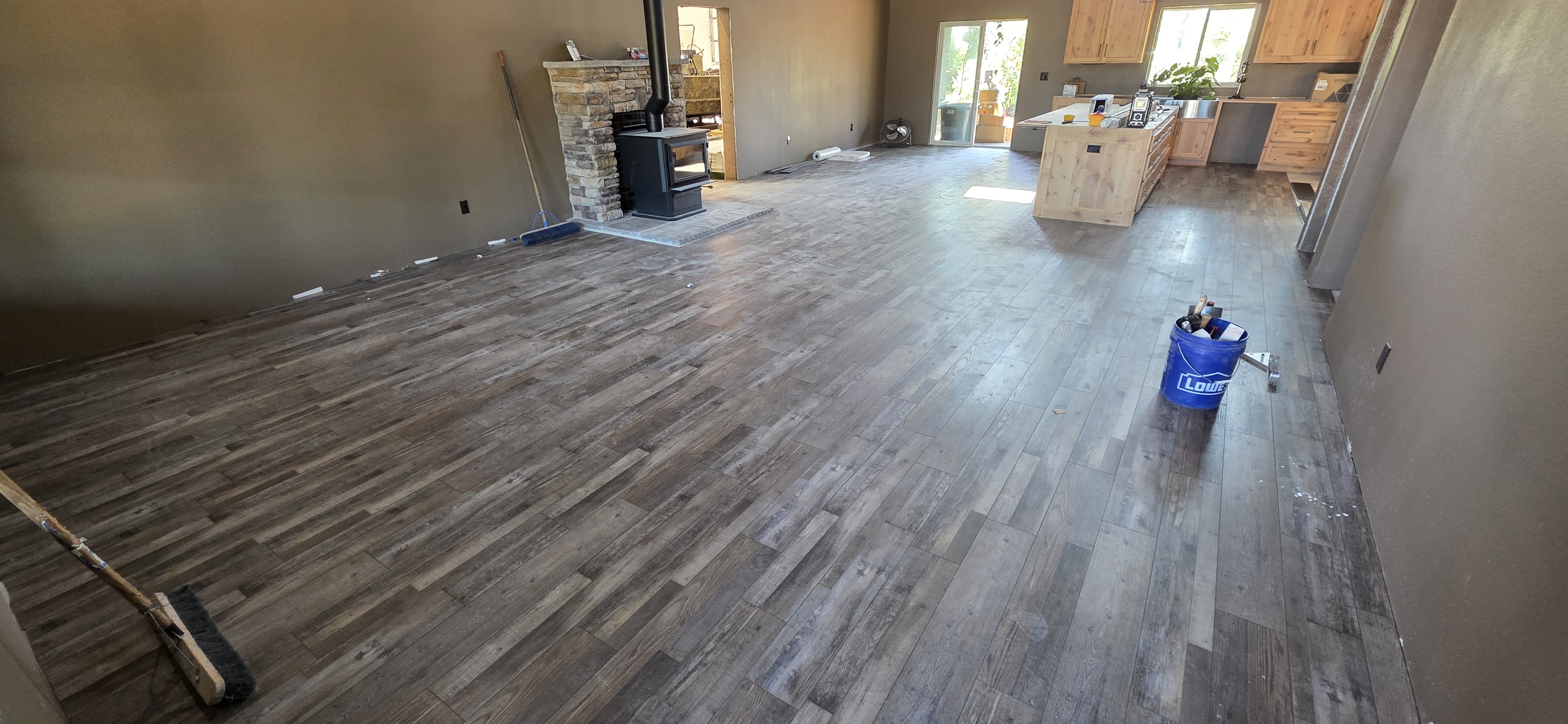 Living area with new plank flooring