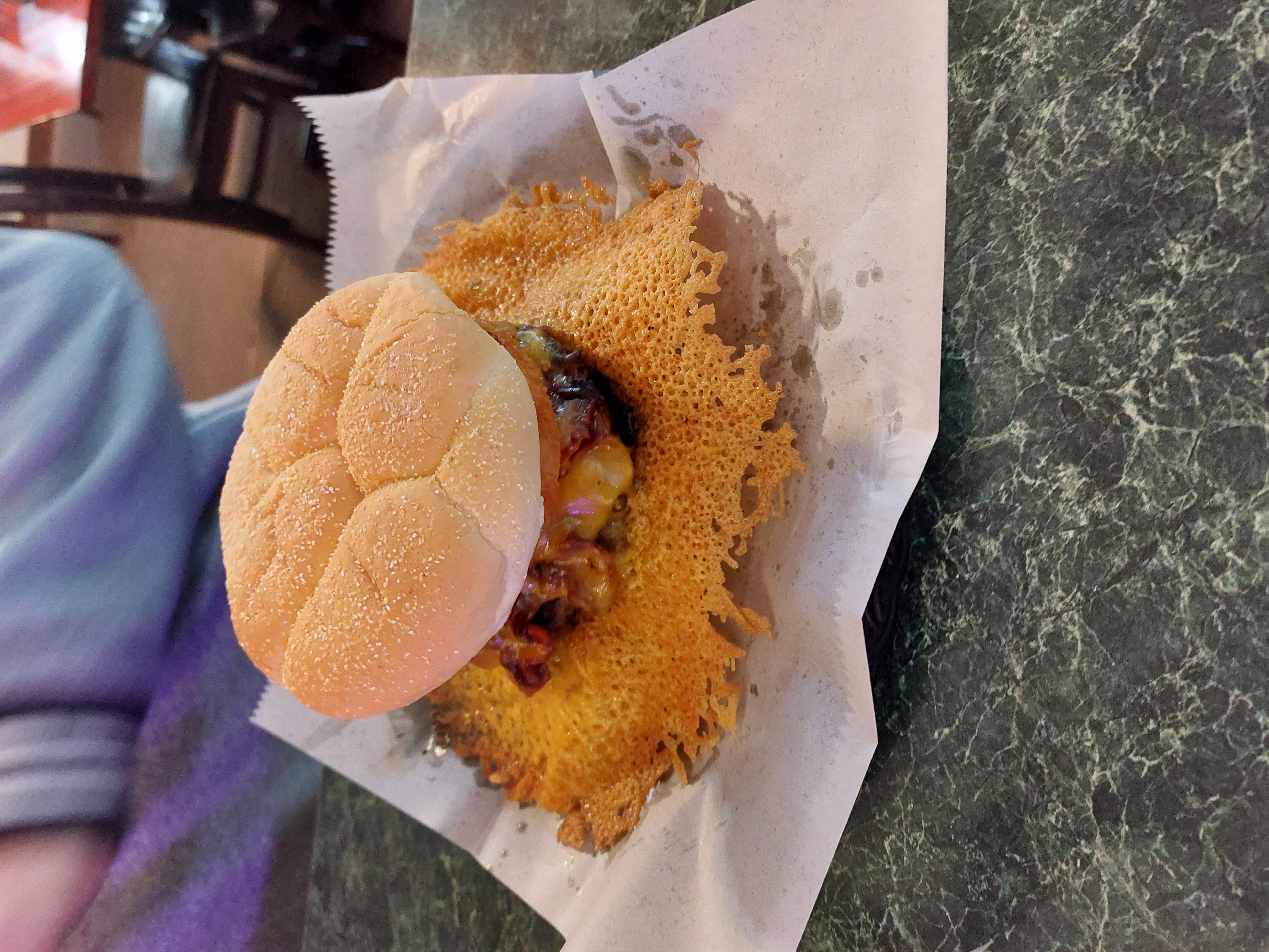 Cheese skirt burger at Izzy's Bar & Grill